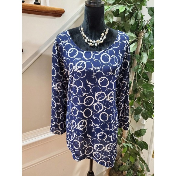 Avenue Women's Blue Polyester Round Neck Long Sleeve Pullover Blouse Size 22/24 - Picture 2 of 13
